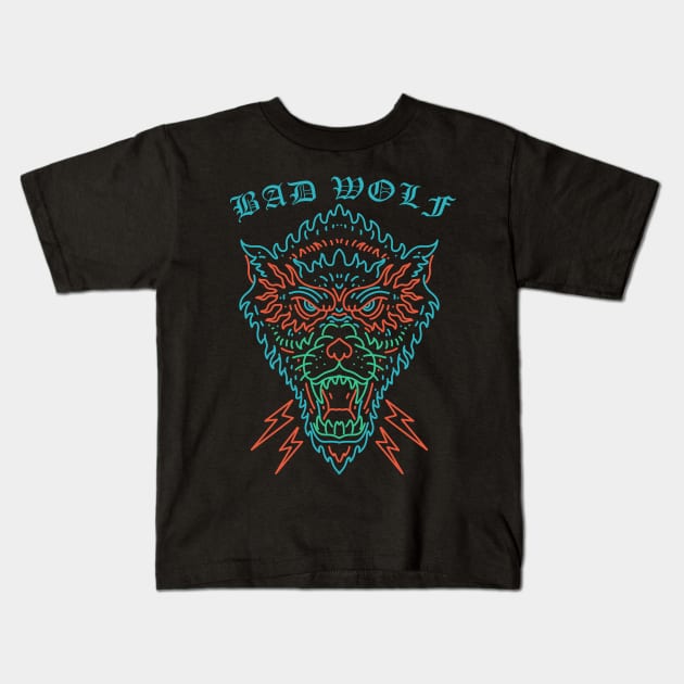 tattoo, bad wolf Kids T-Shirt by donipacoceng